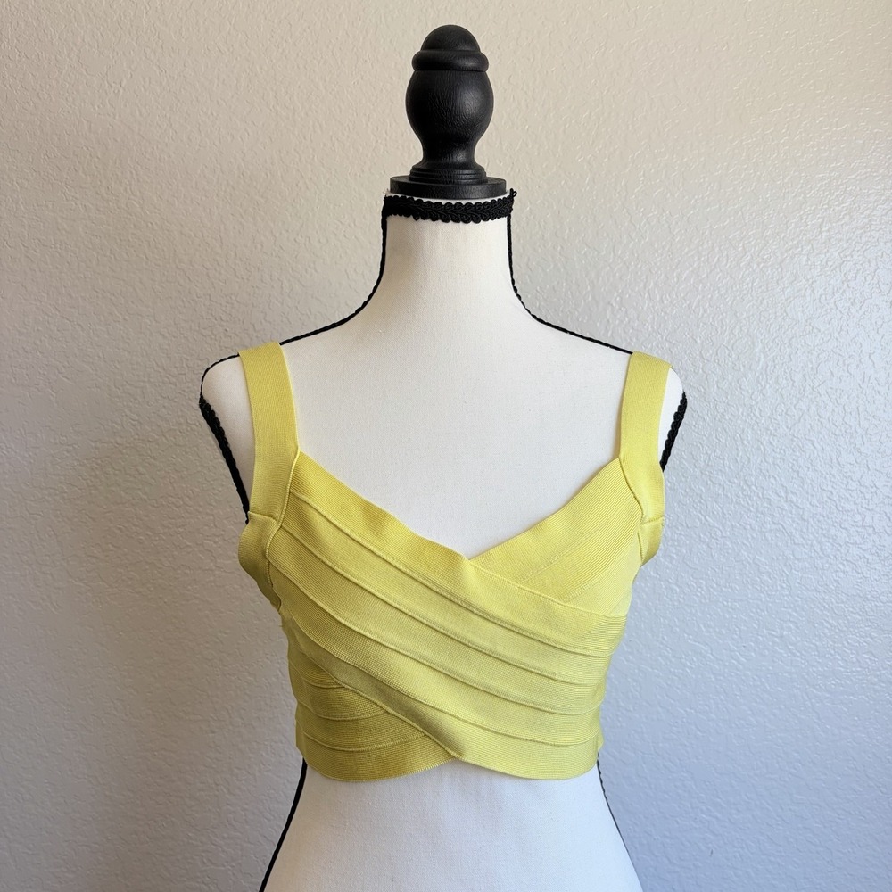 Women's Herve Leger X Forever 21 Bandage Crop Top Womens Size M Yellow